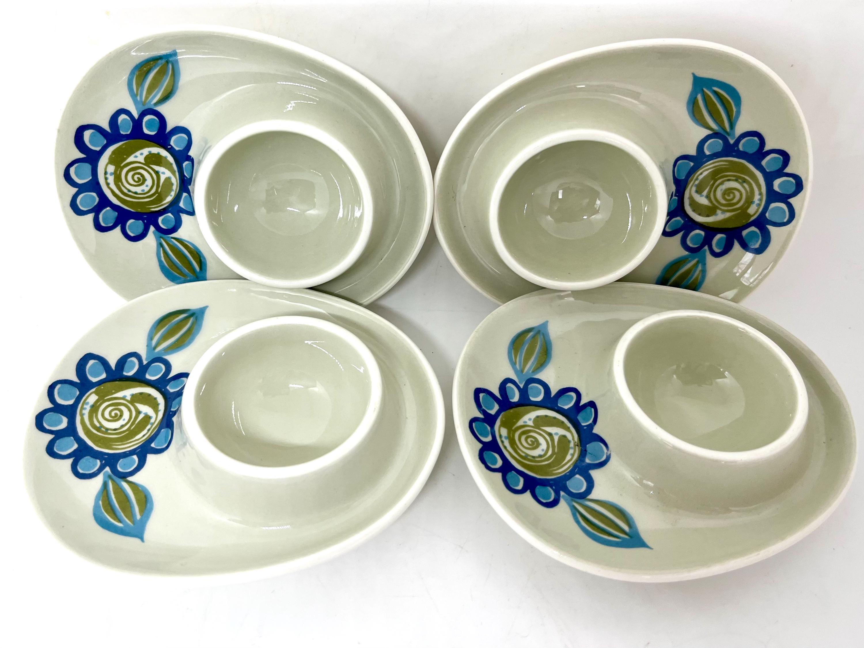 Figgjo Tor Viking, Set of 4 Egg Cups, Designed by Turi Gramstad