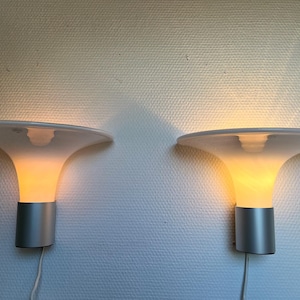 Holmegaard Mandarin wall light, VERY rare set of two mouth blown glass lamps, designed by Michael Bang, vintage Danish design