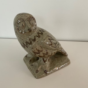 Bing and Grondahl Owl figurine, signed extremely rare MINT large stoneware / ceramic Snow Owl 24 cm, Gunner Westmann vintage Danish design