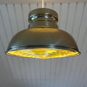 Danish pendant lamp, stunning Brass colored ceiling lamp, with Brass colored lattice, midcentury Danish design