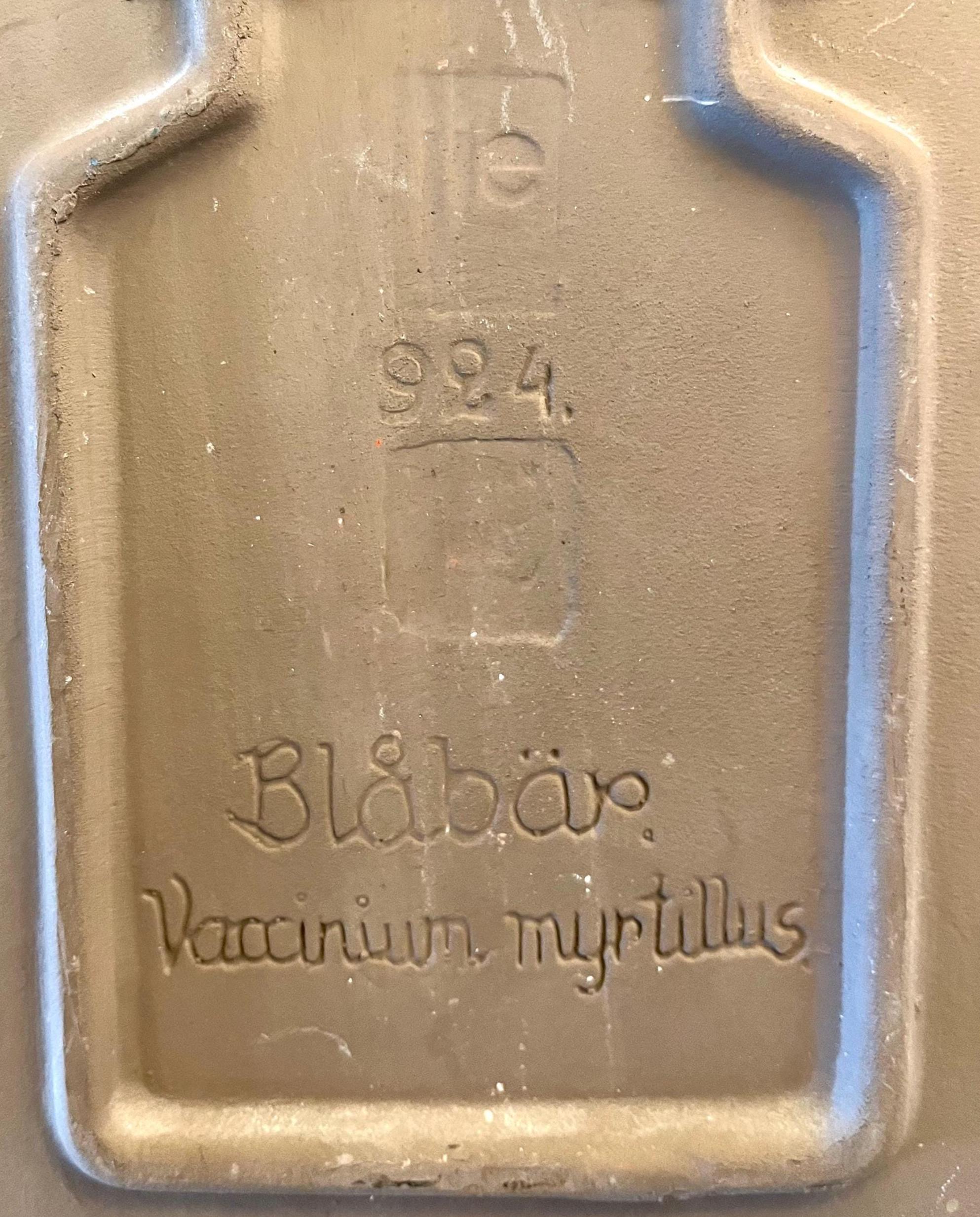 JIE Gantofta Sweden, Rare Ceramic Wall Plate With Blueberries