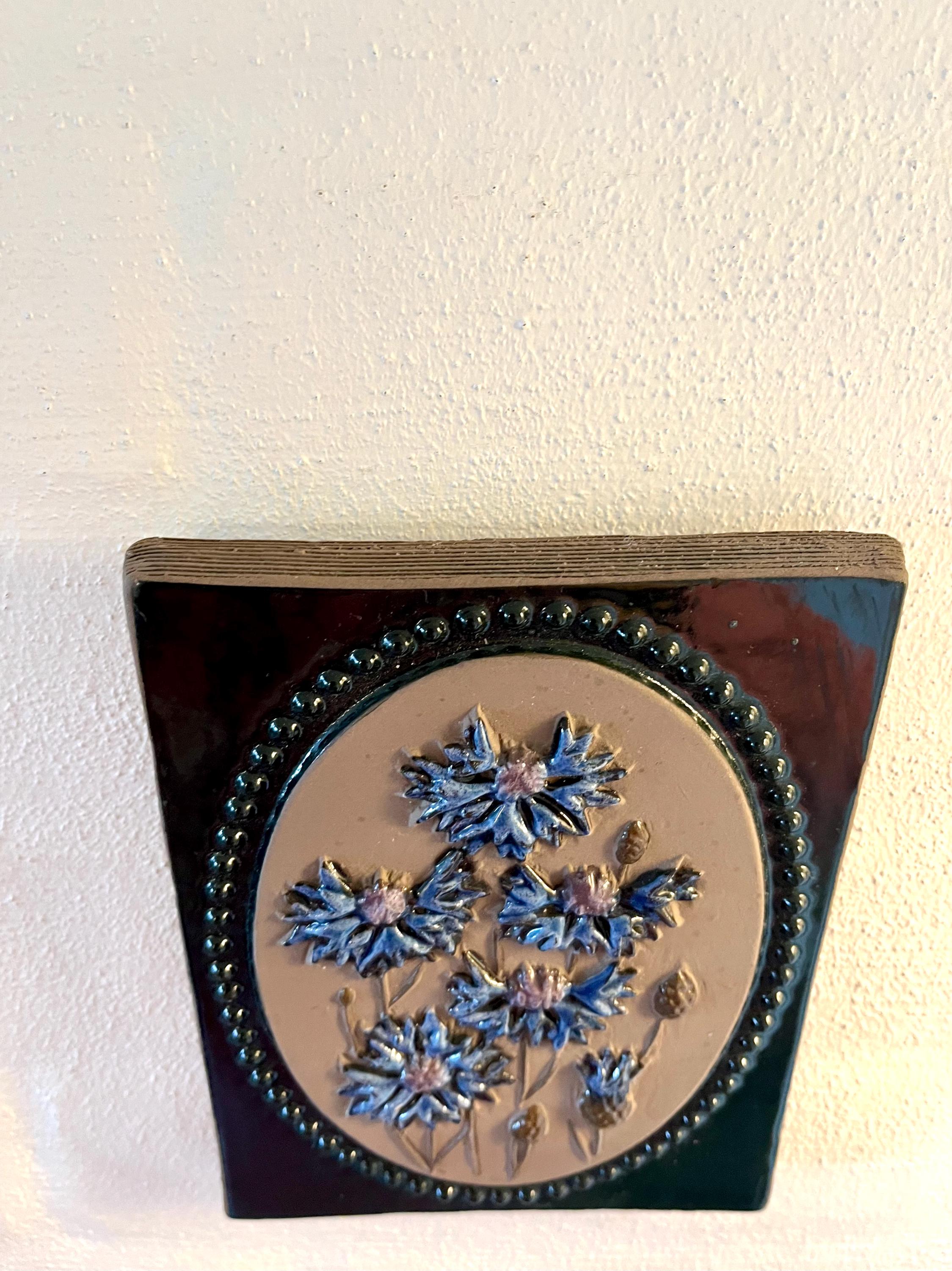 JIE Gantofta Sweden, MINT 17 X 13 Cm Ceramic Plaque With Beautiful
