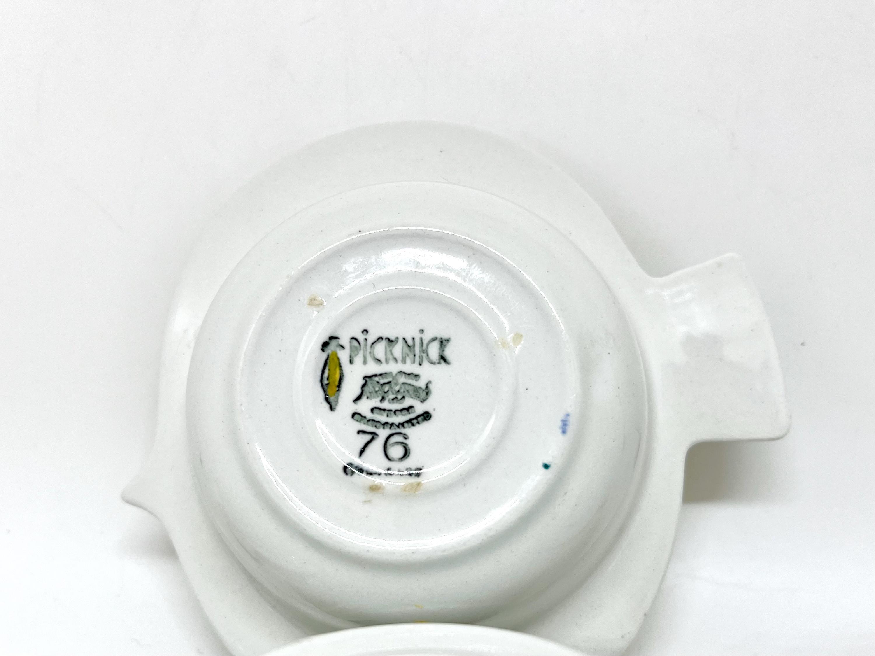 Rörstrand Picknick Bowls, Very Rare Radish Bowl Yellow and Blue
