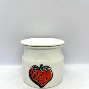 Arabia Pomona Strawberry Jar with lid, vintage Arabia Jam jar, designed by Raija Uosikkinen 1965, vintage Finnish design