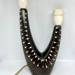 Soholm ceramic table lamp, very rare table lamp with two arms, designed by Svend Aage Holm Sørensen, vintage Danish design