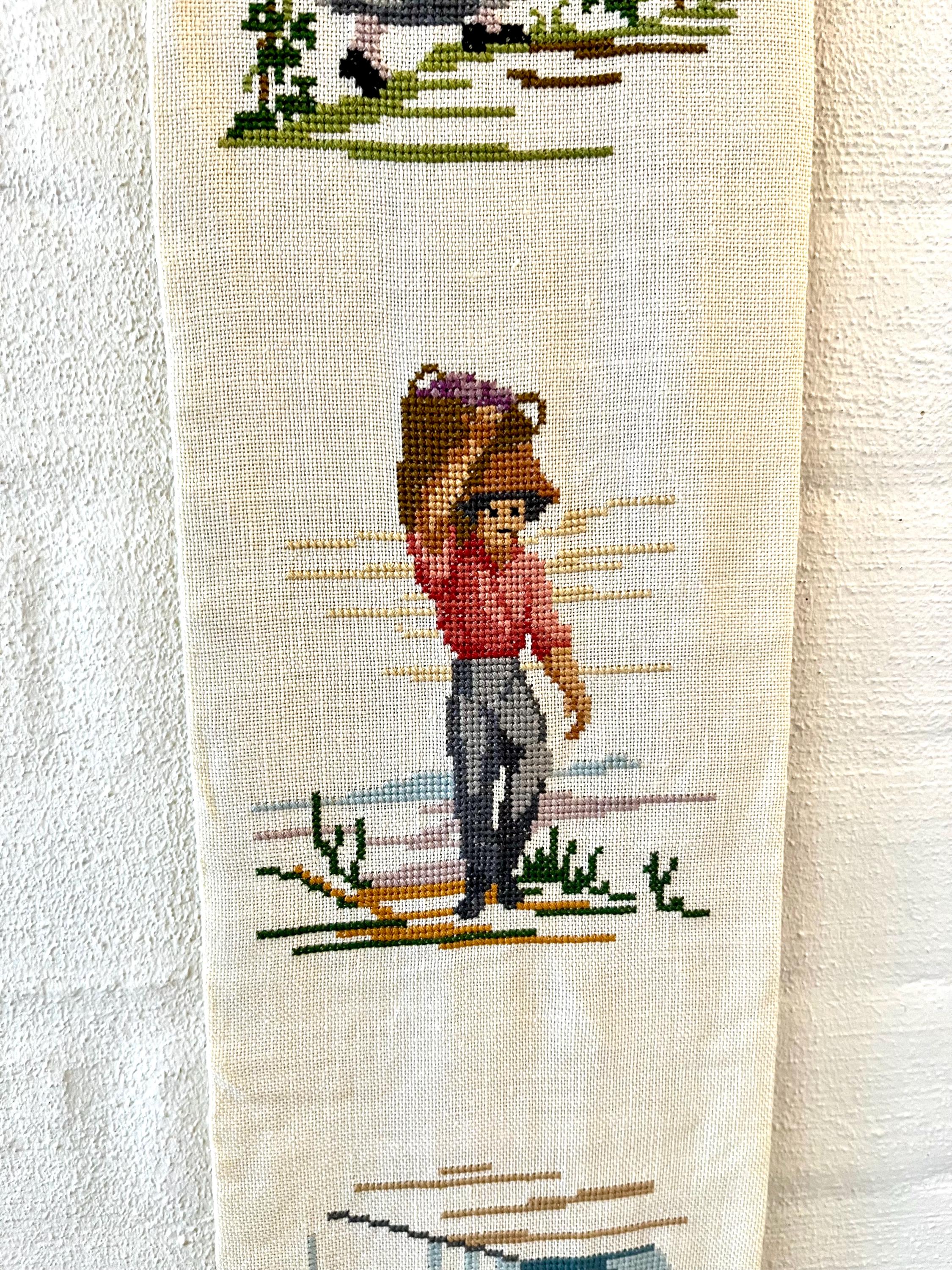 Danish Cross Stitch Tapestry, Large Cross Stitch Bell Pull
