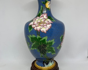 七宝　花瓶 花と鳥 アンティーク七宝焼き瓢箪型花瓶：アジアの鳥と花の装飾 - Etsy 日本