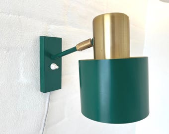 Fog and Morup Alfa sconce, MINT Brass and green Alfa wall light designed by Jo Hammerborg for Fog and Morup, vintage Danish design