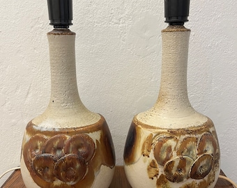 Axella table Lamps Denmark, set of two large handmade ceramic table lamps, MINT vintage Danish design