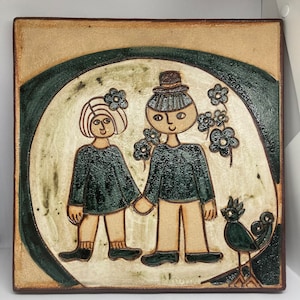 Søholm rare large ceramic wall plate 3586, dated and signed Noomi Backhausen midcentury Danish design