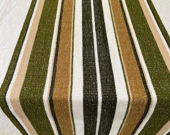 Danish vintage tablecloth, Green, Beige and Off White loose woven Polyester blend tablecloth, soft quality, Easy wash, vintage Danish design