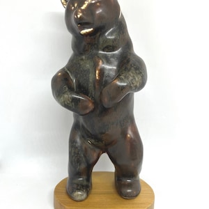 Rörstrand Bärenfigur , Steinzeug Bär von Karl Grössl Für Rorstrand, Keramik Bärenskulptur, für Rörstrand Schweden 1930er Jahre Sammlerstück