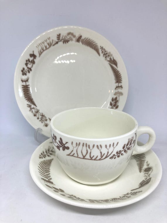 Stig Lindberg Medicinalväxter Teacup Duo Sets, Gustavsberg Sweden