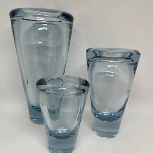 Holmegaard set of 3 Aqua blue Umanak vases, Per Lütken 1953 - 1958 collectible Danish midcentury design