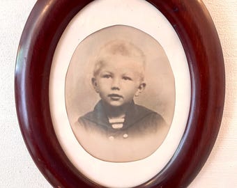 Antique Mahogany frame, large oval picture Frame 37,5 x 29 cm, Art Nouvea solid Mahogany frame, Danish antique wall decor