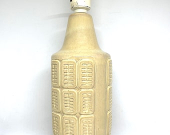 Soholm table lamp, extremely rare glaze color, large Einar Johansen ceramic table lamp, Beige / Green glaze, vintage Danish design
