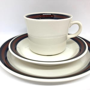 Arabia Raita, finska Flint tekopp trio set, Göran Bäck vintage finsk design