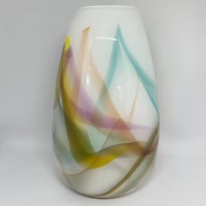 Danish Art Glass, UNIQUE vase by Maibritt Jönsson og Pete Hunner, signed vase from Baltic Sea Glass Bornholm, Danish vintage glass design