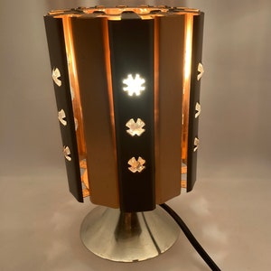 Werner Schou table lamp Copper and brown aluminium, extremely rare, with faceted acrylic prisms, Coronell Electro midcentury Danish design