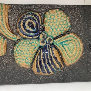 Soholm ceramic wall plate very rare, fantasy flower design midcentury Danish design