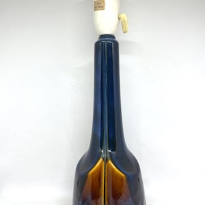 Soholm Burgundia ceramic table lamp MINT, rare model in incredible blue/brown glaze, designed by Svend Aage Jensen, midcentury Danish design