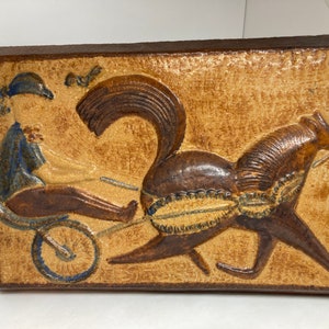 Søholm ceramic wall plaque Jockey and horse, Joseph Simon midcentury Danish design