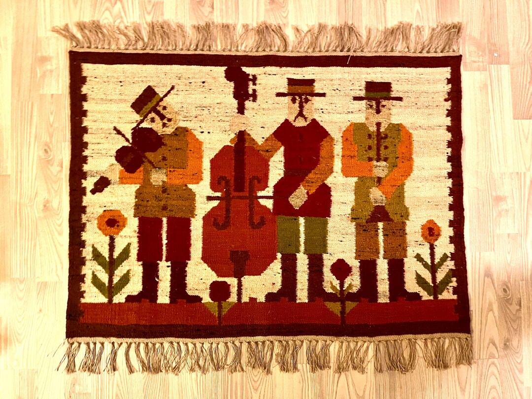 Vintage Kelim Tapestry, Large Scandinavian Kelim Tapestry