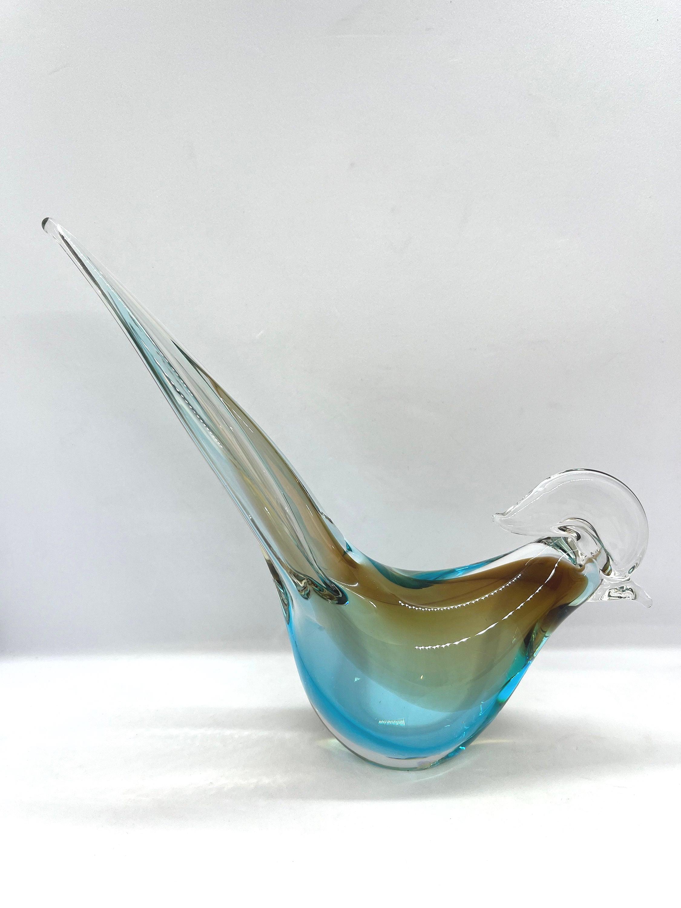Swedish Crystal Glass Bird, Handmade Vintage Art Glass, Färe