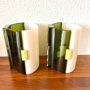 Allibert sconce set, NEVER USED Space Age Design in original boxes, Vintage ALLIBERT France Green/White Bathroom light, vintage French