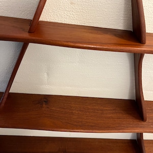 Danish Teak Triangular Amager Shelf, large model with three shelves, designed and made by Peder Moos, vintage Danish design image 5