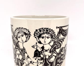 Bjorn Wiinblad Christmas planter, Very very rare Annual Flower pot 1984, Nymolle production very limited production, vintage Danish