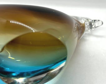 Swedish Crystal Glass Bird, Handmade Vintage Art Glass, Färe