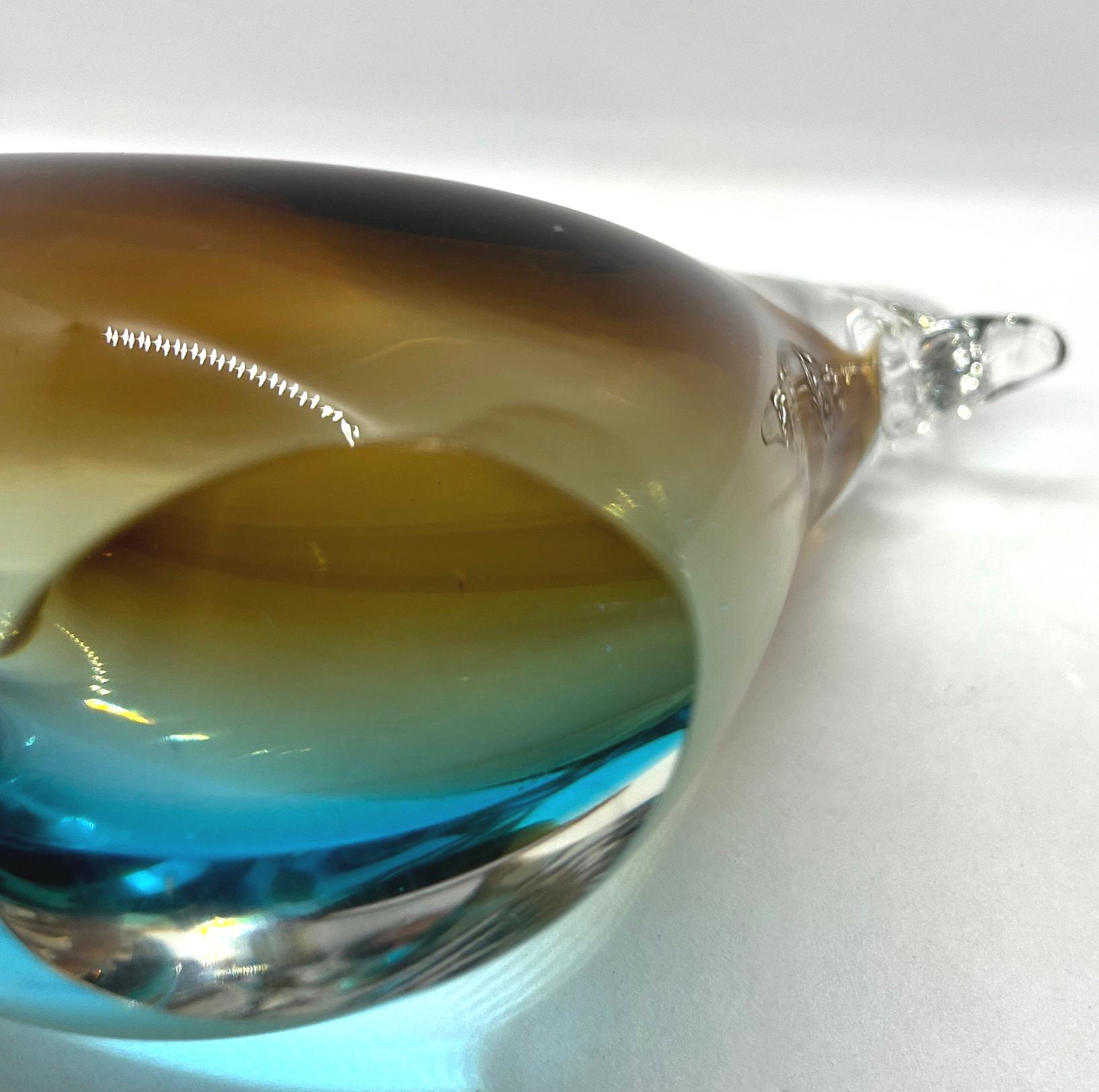 Swedish Crystal Glass Bird, Handmade Vintage Art Glass, Färe