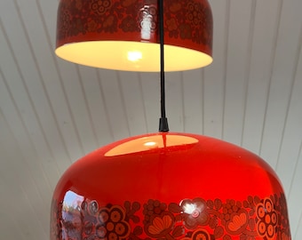 Arabia Kalas pendant light, MINT set of two Red Kalas Pendant Lamps by Kaj Franck and Raija Uosikkinen for Fog and Morup, Finnish design