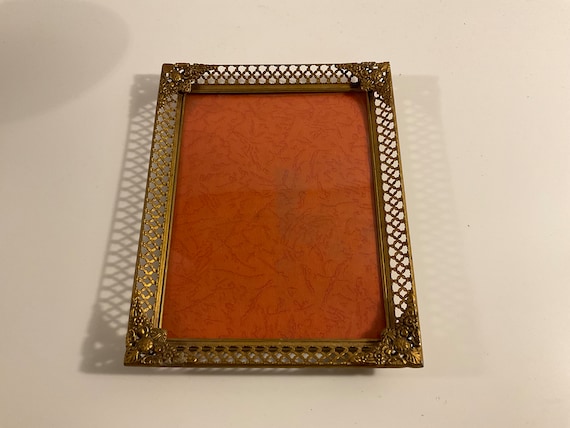 Danish Antique Picture Frame 27 X 21 Cm, Beautiful Intricate Brass 
