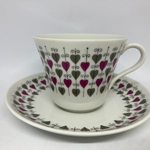 Rorstrand Hjärta LARGE teacup duo, Swedish Midcentury design