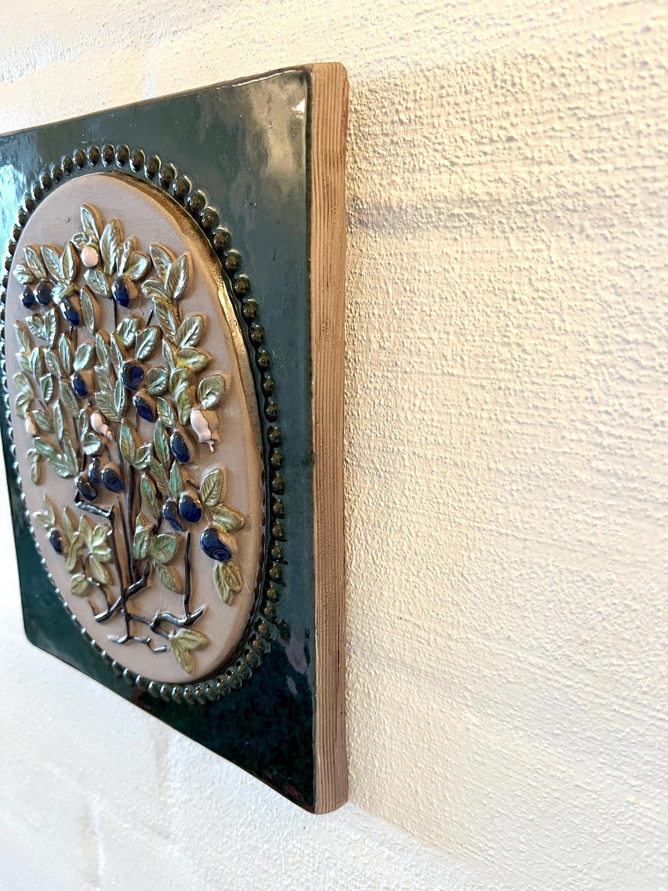 JIE Gantofta Sweden, Rare Ceramic Wall Plate With Blueberries