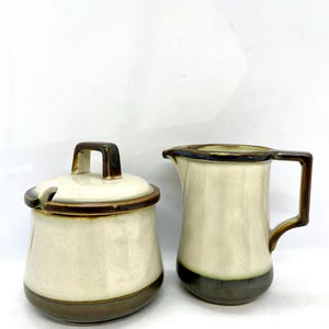 Quistgaard Tema cream and sugar pot with lid, MINT condition set, vintage Bing & Grøndahl stoneware Denmark, Danish design