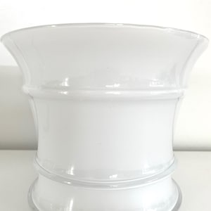 Holmegaard Flower pot MB series, ONE LEFT, large flower pot in White glass, designed by Michael Bang, Danish vintage design