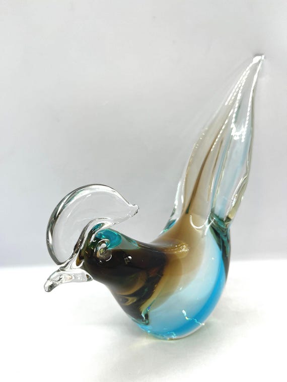 Swedish Crystal Glass Bird, Handmade Vintage Art Glass, Färe
