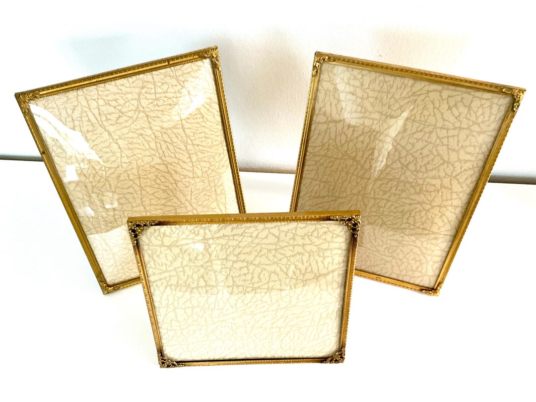 Vintage Picture Frames, Set of Three Brass Frames With Convex Glass 2 X ...