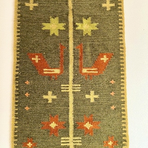 Vintage Kelim tapestry, Large Scandinavian Kelim tapestry, handmade woven Wool wall decor mint condition, Eva Nemeth for Ziola 1960s