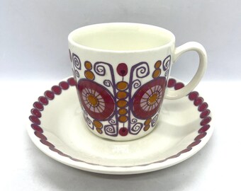 Figgjo Flint Baracole, MINT Kaffeetasse Duo Sets, sehr seltene Tassen entworfen von Turi Gramstad Oliver, Vintage norwegisches Design