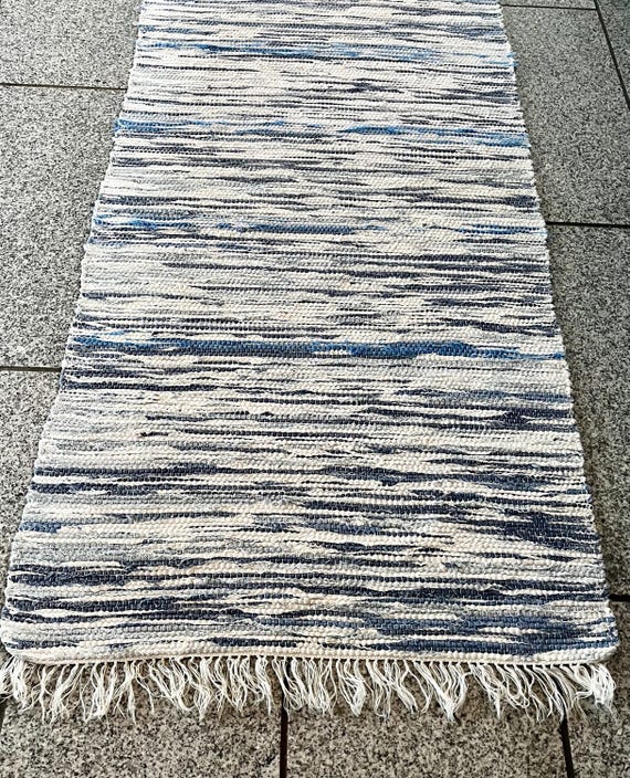 スウェーデン製ラグ、ロングヴィンテージハンドメイドラグ、1970年代