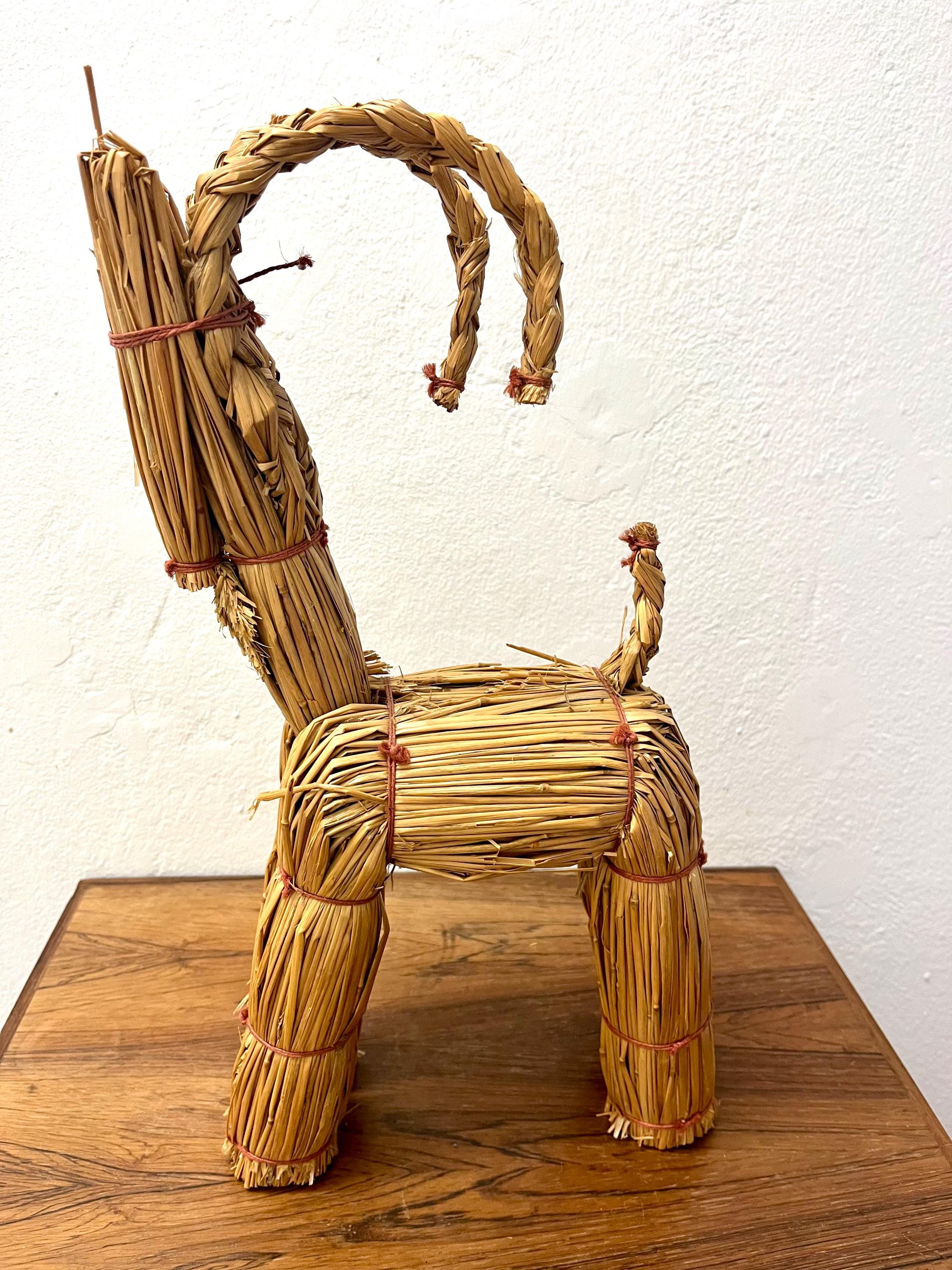 わらヤギアンティーク、大きなオリジナルスウェーデン製手作り