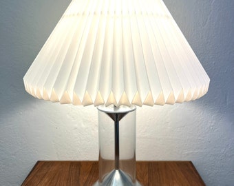 Le Klint table lamp 303A, Chrome and glass base, with original shade, designed by Aage Petersen for Le Klint, vintage Danish design