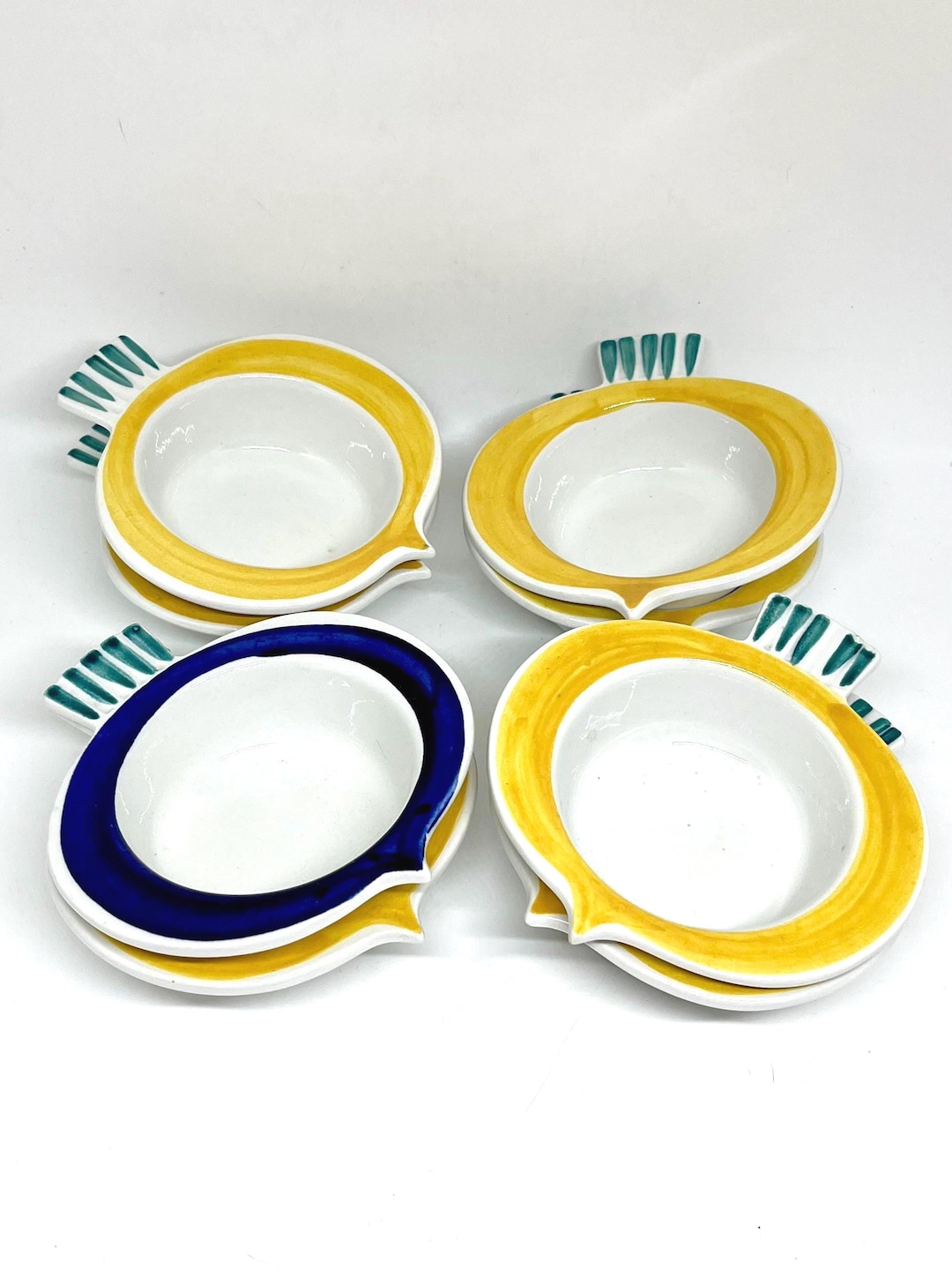 Rörstrand Picknick Bowls, Very Rare Radish Bowl Yellow and Blue