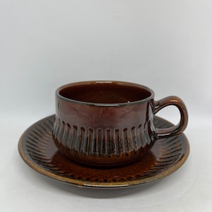 Gefle Kosmos/ Kaskad large teacup duo brown, Berit Ternell 1966 Swedish design