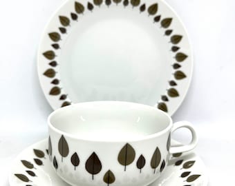 Rorstrand Tea Teacup LARGE, grandes conjuntos de trío de tazas de té raros de 10 cm de la serie "TEA", diseñados por Carl Harry Stålhane Diseño vintage sueco