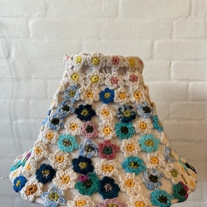 Vintage lampshade handmade Crochet, Country / Farmhouse / Hippie style large shade for table lamp, Home Decor Danish handmade vintage 1970s
